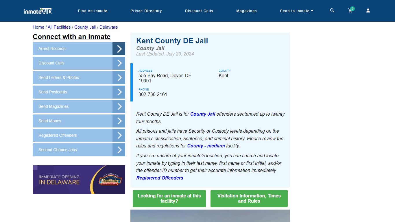 Kent County DE Jail - Inmate Locator